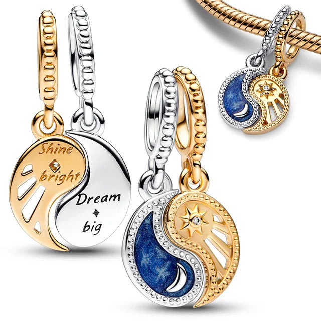 New 925 Silver Eye Palm Skull Wings Sun Pendants Charms Beads Fit Original Bracelet Accessories DIY Jewelry For Women
