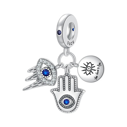 New 925 Silver Eye Palm Skull Wings Sun Pendants Charms Beads Fit Original Bracelet Accessories DIY Jewelry For Women