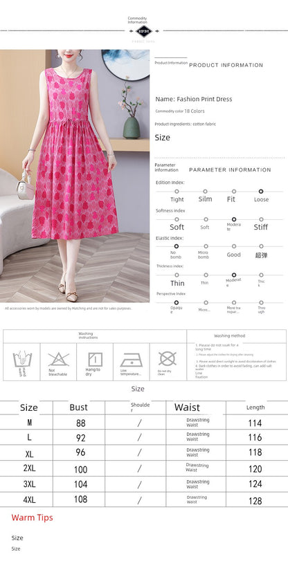 New Arrival Noil Poplin Dress Women's Summer Plus Size Ladieswear Classy Western Style Artificial Cotton Tall Sleeveless Dress Outwear