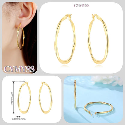 CYMYSS 2025 New 925 Sterling Silver Classic Hollow-out Versatile Hoop Earrings for Women Fine Jewelry Ideal Birthday Party Gifts