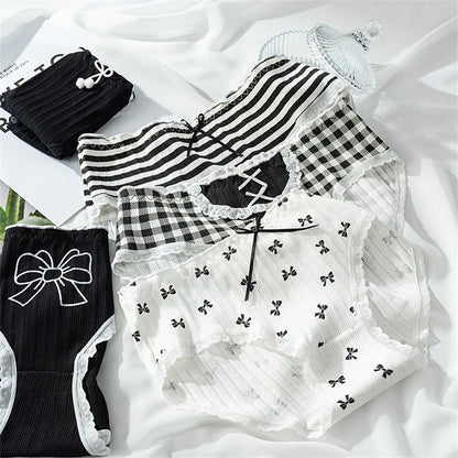 3PCS/set Cotton Bar Girl Panties Butterfly Sexy Design Unique Mid Waist Women Briefs Breathable Girls Underwear Soft Lingerie