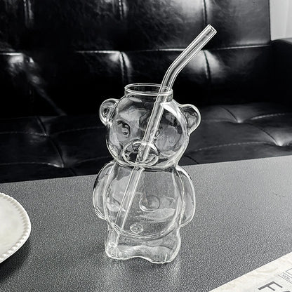 Cartoon Bear Shaped Coffee Mug Novelty Juice Glass Drinkware Bear Shaped Glass Cup Beverage Glasses for KTV Bar Club Parties