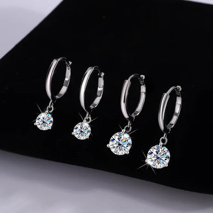 2ct Moissanite Diamond Earrings 100% S925 Sterling Sliver Orginal Drop Earring Wedding Bride Jewelry with Certificate for Women