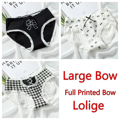 3PCS/set Cotton Bar Girl Panties Butterfly Sexy Design Unique Mid Waist Women Briefs Breathable Girls Underwear Soft Lingerie