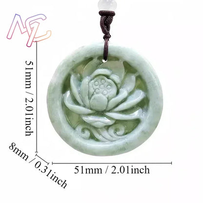 Light Green Natural Jade Flower Heart Pendant Necklace Real Jewellery Carved Gemstone Fashion Charm Amulet Gifts for Women Men