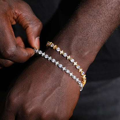 High Quality Iced Out Moissanite Star Tennis Chain Bracelets for Women Men Solid 925 Sterling Silver Fine Unisex Jewelry Gifts