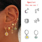 JINFU Gold Plated Earrings Set For Women Boho Style CZ Zircon Women's Clip Stud Dangle Hoop Earrings 2022 Jewelry Wholesale