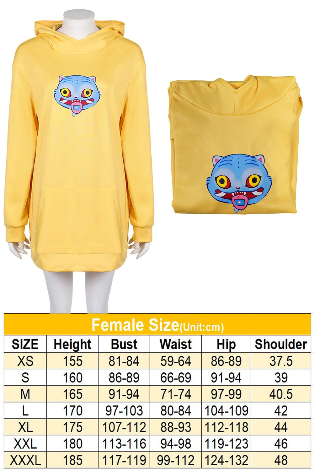 HUNTRX Zoey Cosplay Yellow Hoodies Long Coat Costume Cartoon Demon Hunter of KPop Disguise Casual Cute Sweater Wig Set Halloween