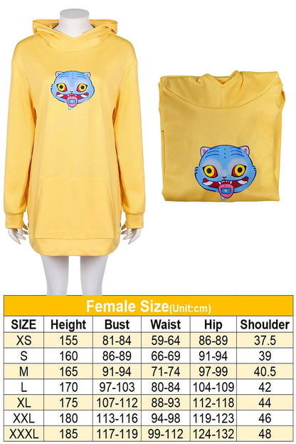 HUNTRX Zoey Cosplay Yellow Hoodies Long Coat Costume Cartoon Demon Hunter of KPop Disguise Casual Cute Sweater Wig Set Halloween