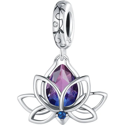 Bamoer 100% 925 Sterling Silver Romantic Crystal Butterfly Iris Charm For Women Fit Bracelet DIY Necklace Fine Jewelry Gift