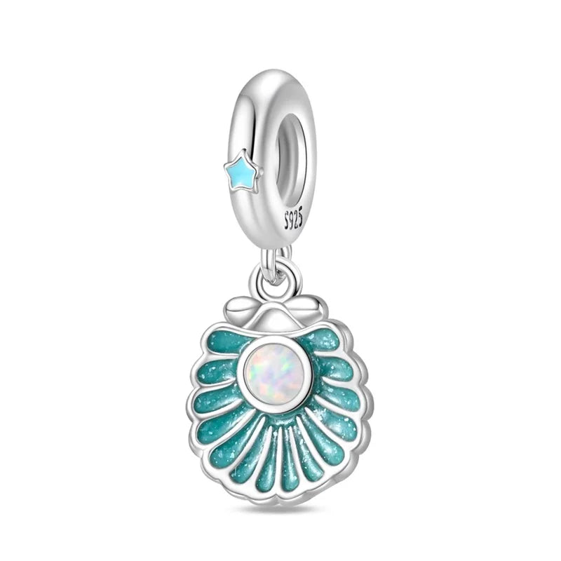Blue Series 925 Sterling Silver Turtle,Whale & Seahorse Dangle Charm Fits Bracelet Kids Ocean Jewelry Accessories