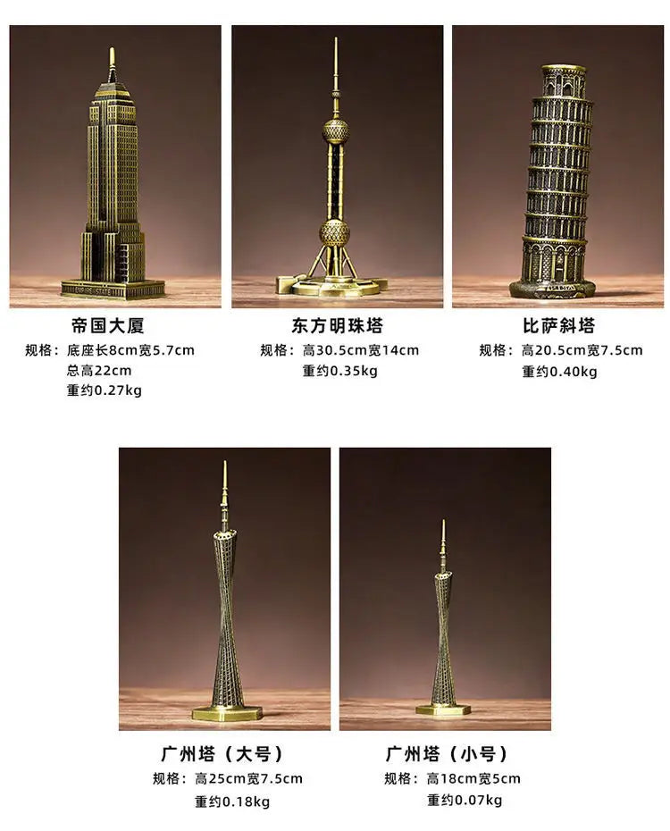 Iron Landmark Building Model Eiffel Tower Oriental Pearl Creative Home Decor Living Room Decorations Metal Ornaments