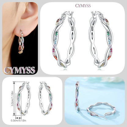 CYMYSS 2025 New 925 Sterling Silver Classic Hollow-out Versatile Hoop Earrings for Women Fine Jewelry Ideal Birthday Party Gifts