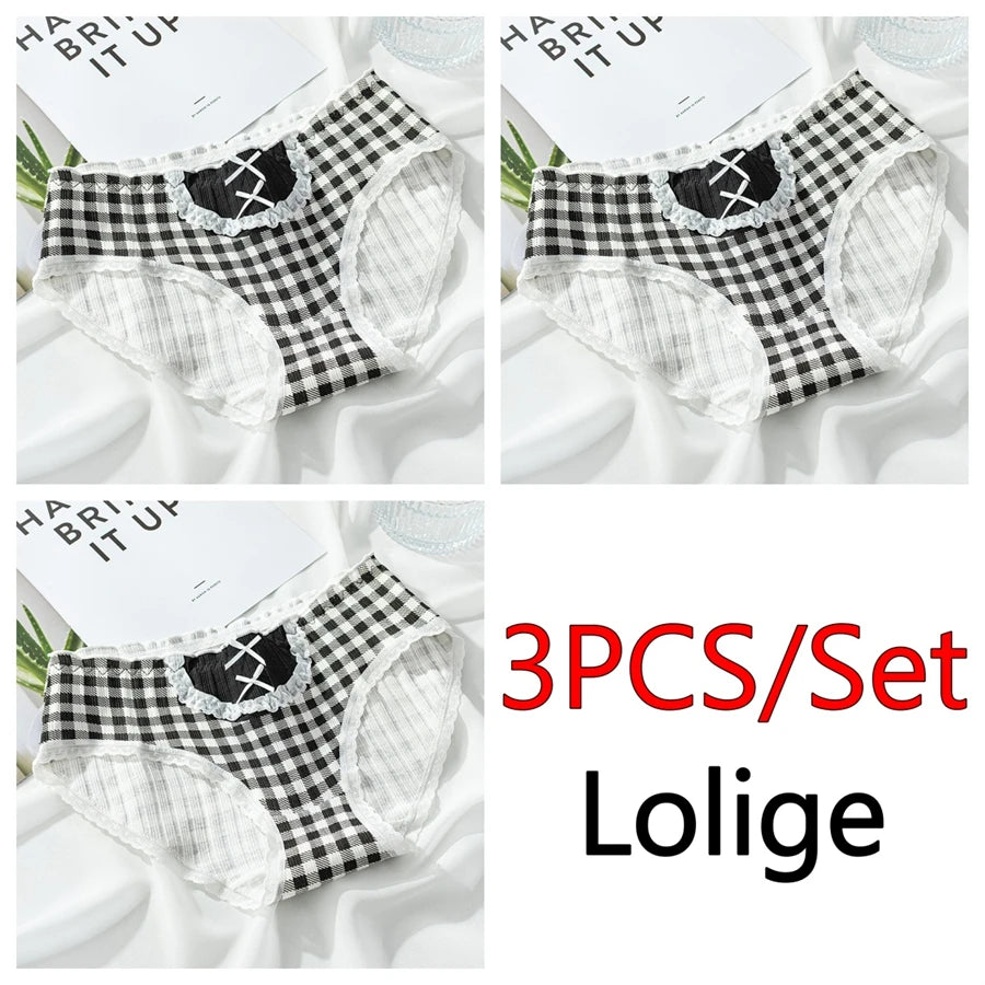 3PCS/set Cotton Bar Girl Panties Butterfly Sexy Design Unique Mid Waist Women Briefs Breathable Girls Underwear Soft Lingerie