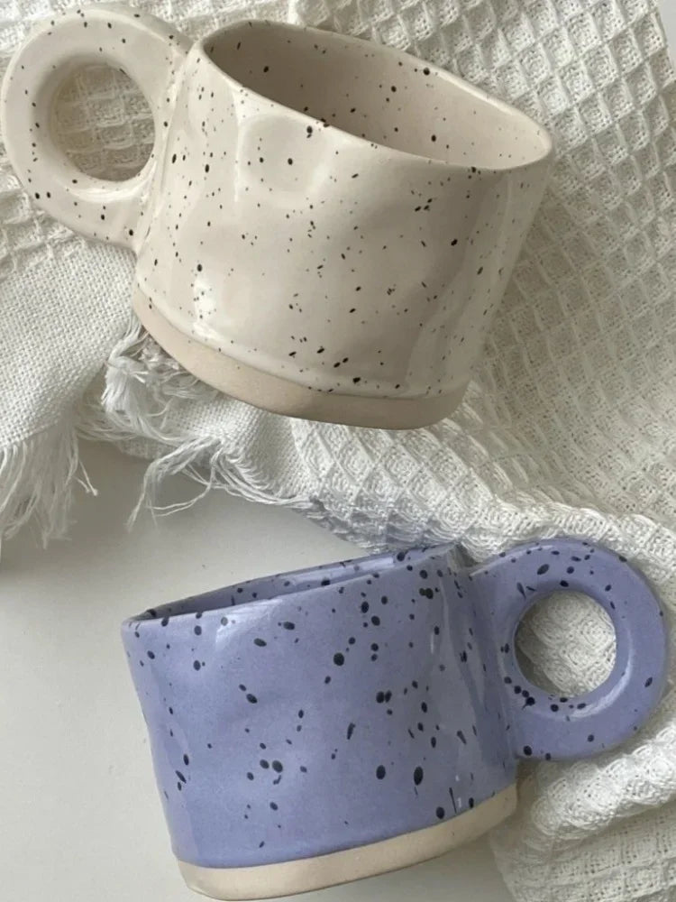 250ml Ceramic Mug Ring Handl Coffee Milk Modern Print Porcelain Mug Handmade Ceramic Hot Chocolate Cup Couple Handgrip Cups