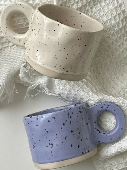 250ml Ceramic Mug Ring Handl Coffee Milk Modern Print Porcelain Mug Handmade Ceramic Hot Chocolate Cup Couple Handgrip Cups