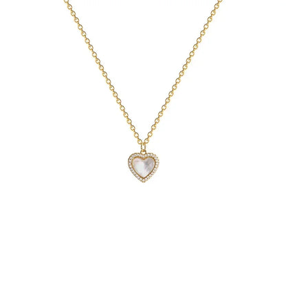 2024 Trendy Heart Shaped Pendant Necklace Opal Chain Shiny Women Temperament Jewelry Choker Necklace Wedding Jewelry Gifts