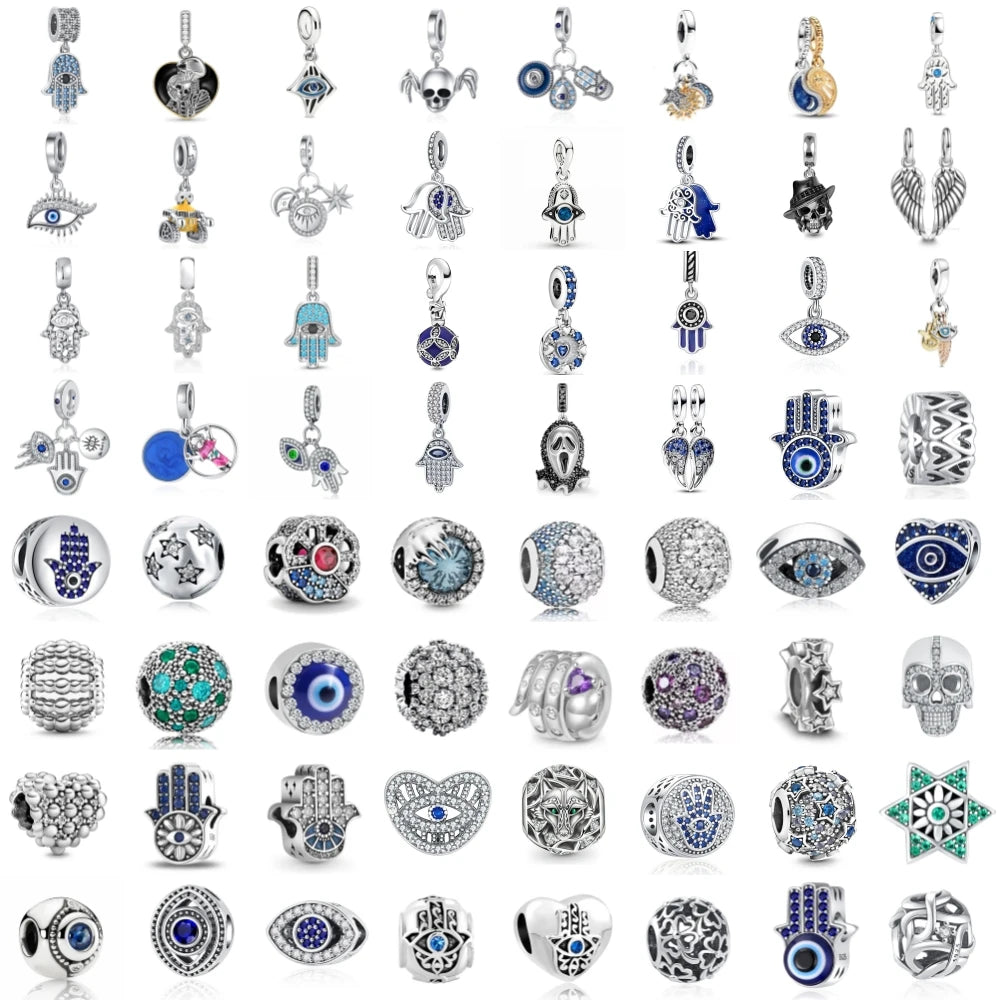 New 925 Silver Eye Palm Skull Wings Sun Pendants Charms Beads Fit Original Bracelet Accessories DIY Jewelry For Women