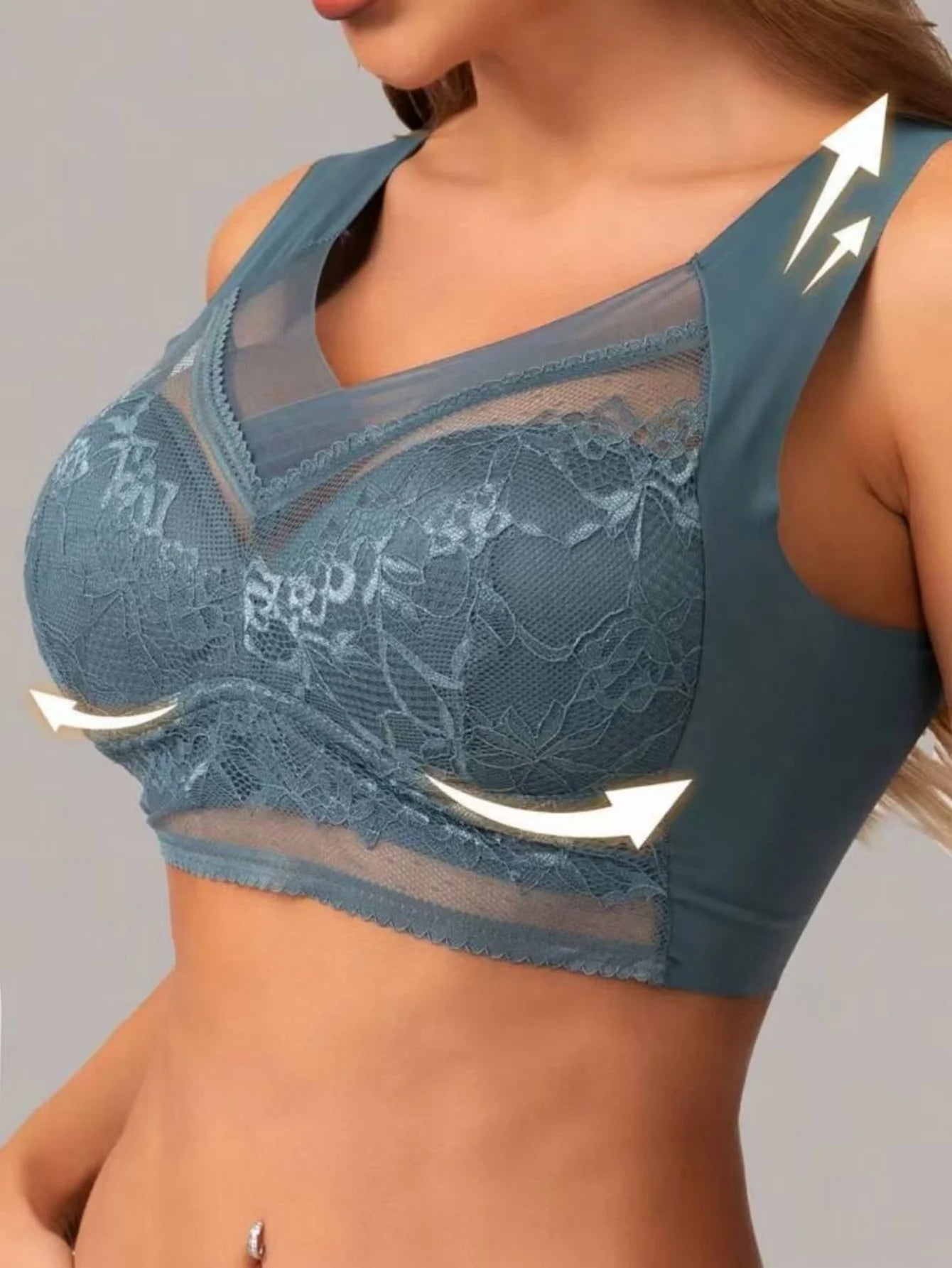 3-piece seamless lace bra set for women