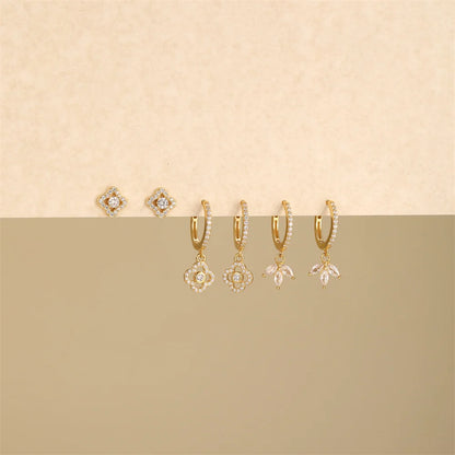 ROXI 925 Sterling Silver luxury leaf Design zircon Charms hoop earrings for women Shiny Zircon Wedding Party jewelry gift plata