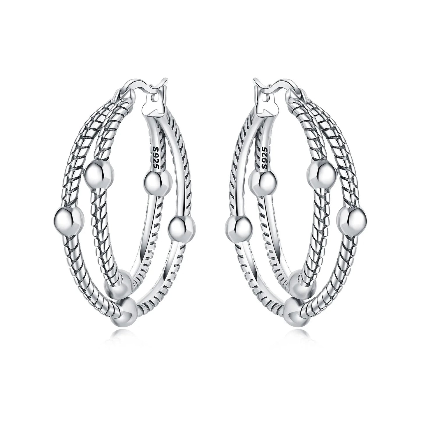 CYMYSS 2025 New 925 Sterling Silver Classic Hollow-out Versatile Hoop Earrings for Women Fine Jewelry Ideal Birthday Party Gifts
