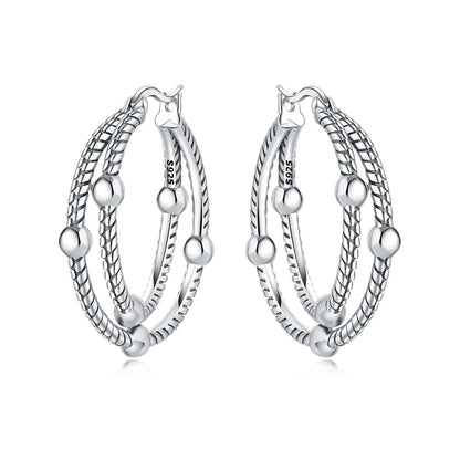 CYMYSS 2025 New 925 Sterling Silver Classic Hollow-out Versatile Hoop Earrings for Women Fine Jewelry Ideal Birthday Party Gifts