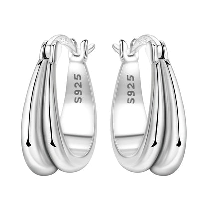 CYMYSS 2025 New 925 Sterling Silver Classic Hollow-out Versatile Hoop Earrings for Women Fine Jewelry Ideal Birthday Party Gifts