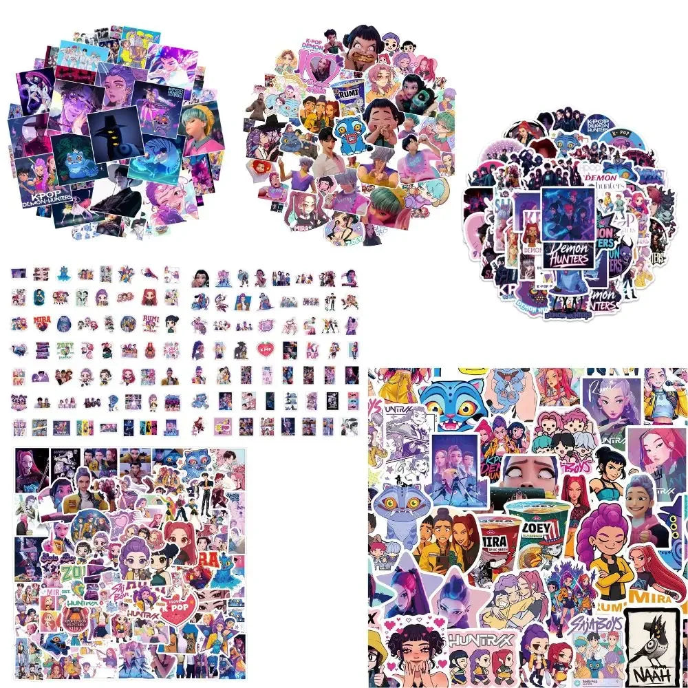 A50/55/60Pcs KPop Demon Hunters Stickers KPop Demon Hunters DIY Stickers Scrapbooking Phone Luggage Skateboard Waterproof Decals