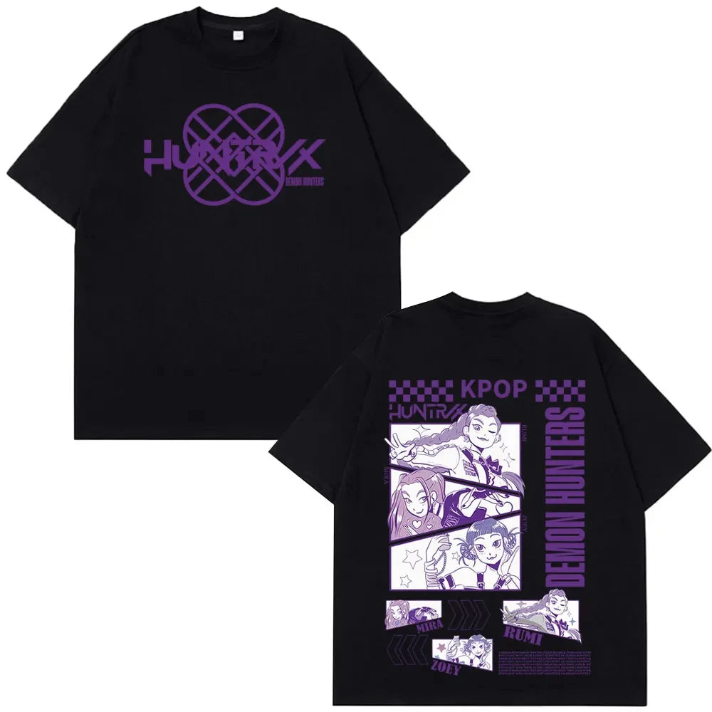 Kpop Demon Hunters Huntrix T Shirts Men Women Pure Cotton Clothing T-Shirt Vintage Short Sleeve High-quality Fashion T-Shirt