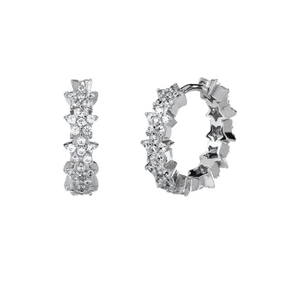 Luxury 925 Sterling Silver Ear Needle Flower Colorful Crystal Gold Earring For Women Hoop Earrings Trend Jewelry  Accessories