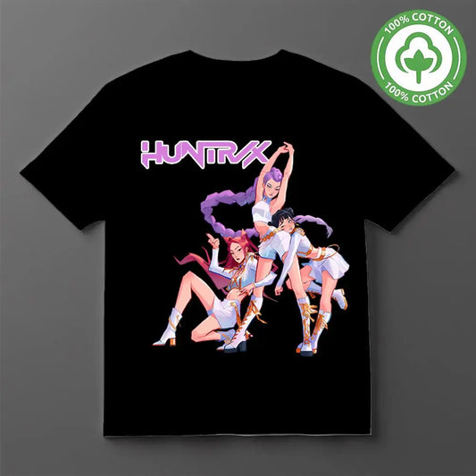 New Kpop Demon Hunter Cotton T-shirt Street Hip Hop Chic Y2K O-Neck Clothes Men and Women Anime Girls Print Harajuku Style Tops