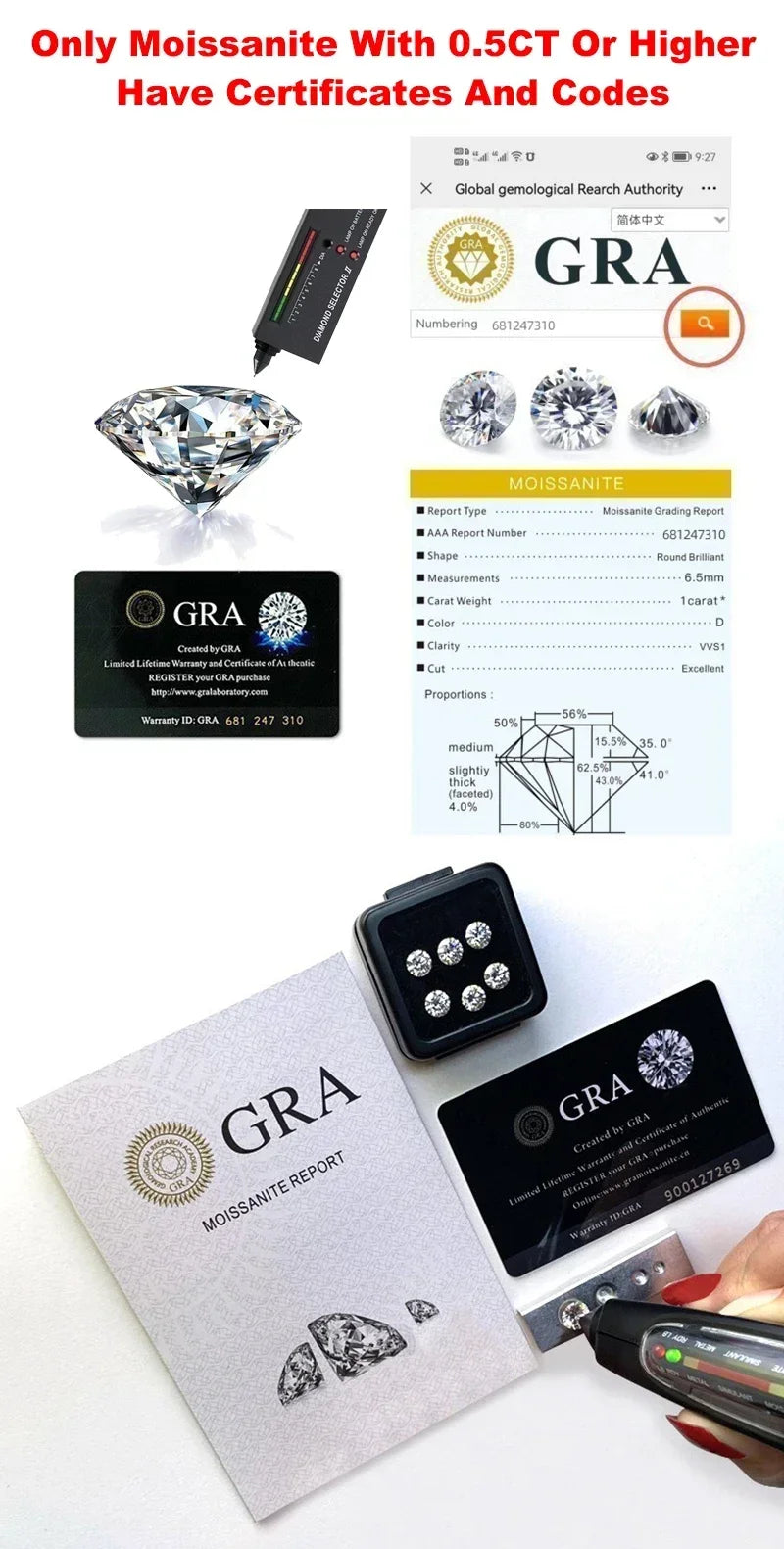 2ct Moissanite Diamond Earrings 100% S925 Sterling Sliver Orginal Drop Earring Wedding Bride Jewelry with Certificate for Women