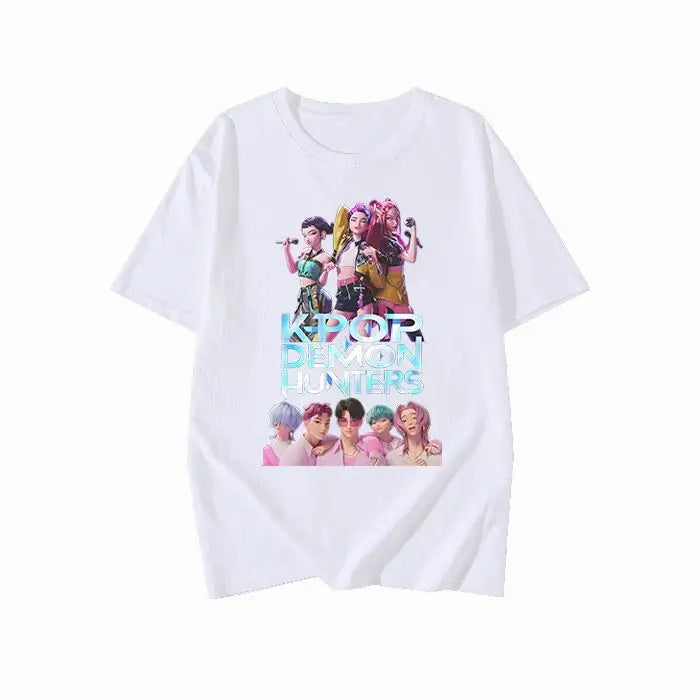 Men's T-shirt New American Harajuku Style K-pop Demon Hunter Tiger and Bird Demon Hunter Tiger Print T-shirt streetwear Unisex