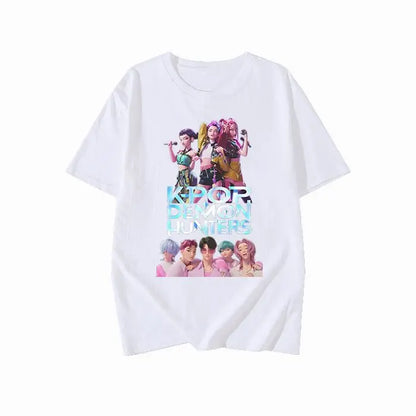 Men's T-shirt New American Harajuku Style K-pop Demon Hunter Tiger and Bird Demon Hunter Tiger Print T-shirt streetwear Unisex