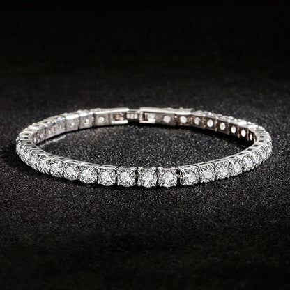 S925 Sterling Silver Bracelet Zirconia Tennis Ball Women Fashion Simple Engagement Wedding Charm Jewelry 4mm 16-20cm