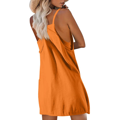 Sport Mini Dress For Women Summer Sleeveless Dress Casual Short Sundress