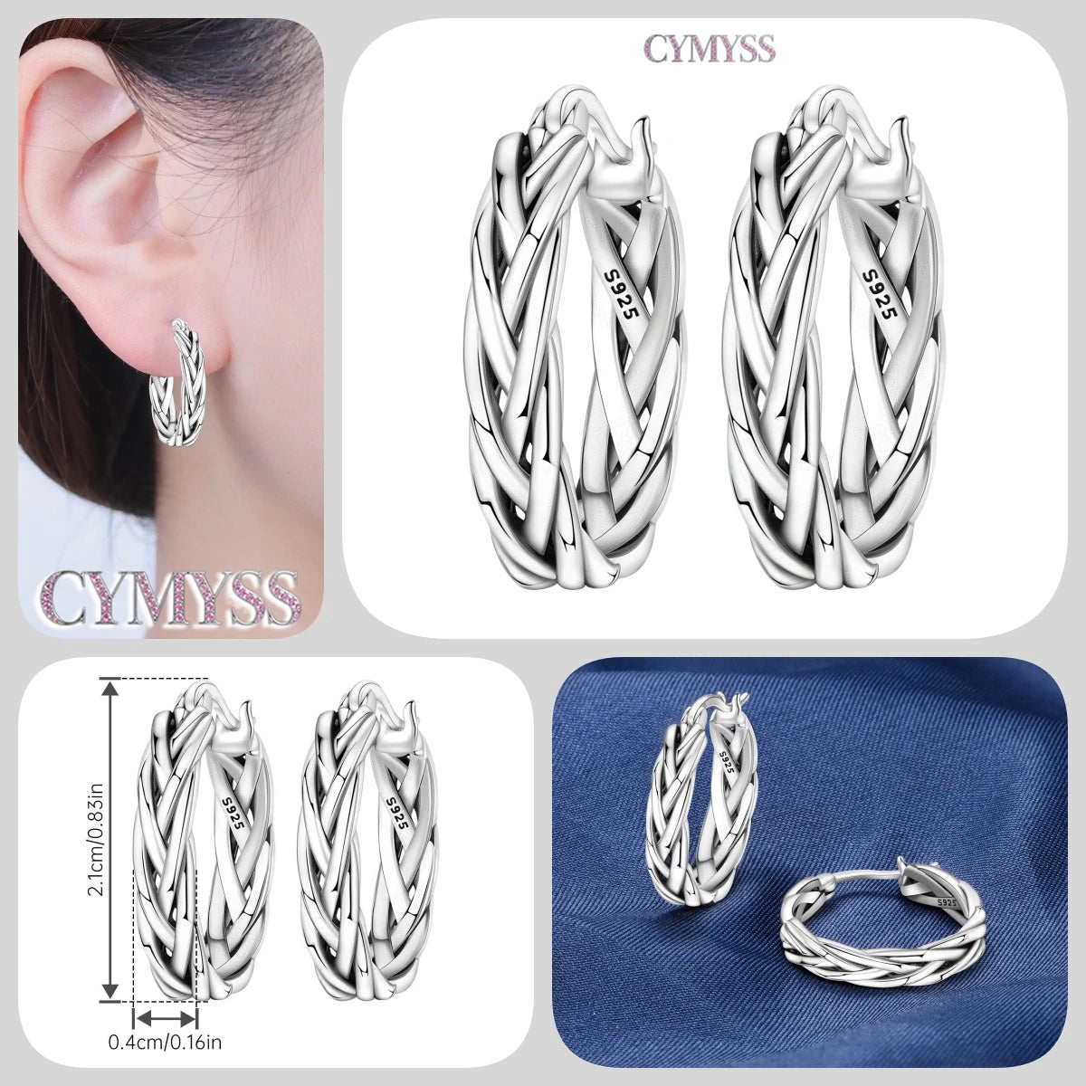 CYMYSS 2025 New 925 Sterling Silver Classic Hollow-out Versatile Hoop Earrings for Women Fine Jewelry Ideal Birthday Party Gifts