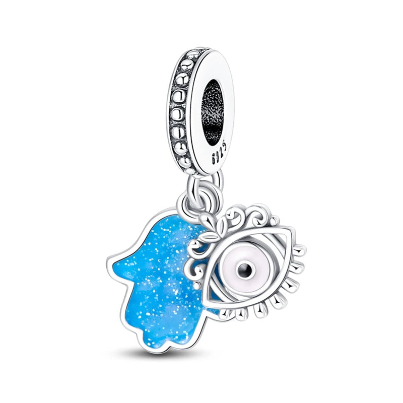 Blue Series 925 Sterling Silver Turtle,Whale & Seahorse Dangle Charm Fits Bracelet Kids Ocean Jewelry Accessories