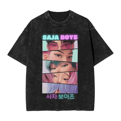 Saja Boys Kpop Demon Hunters Vintage Style T-Shirts