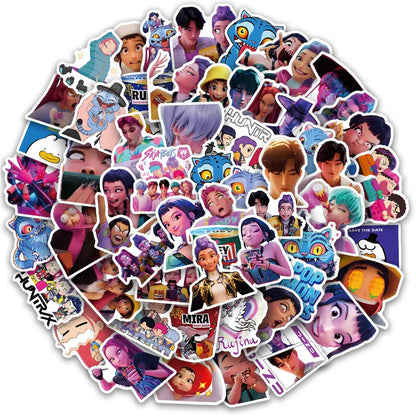 A50/55/60Pcs KPop Demon Hunters Stickers KPop Demon Hunters DIY Stickers Scrapbooking Phone Luggage Skateboard Waterproof Decals