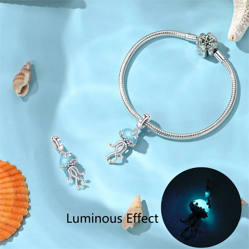 Blue Series 925 Sterling Silver Turtle,Whale & Seahorse Dangle Charm Fits Bracelet Kids Ocean Jewelry Accessories