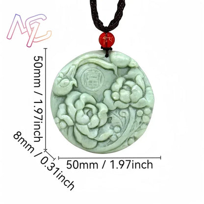Light Green Natural Jade Flower Heart Pendant Necklace Real Jewellery Carved Gemstone Fashion Charm Amulet Gifts for Women Men