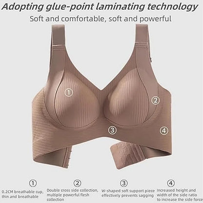 Large Size Seamless Underwear Women's Full Cup Adjustable Big Breast Revealing Small Breast Reduction Bra
