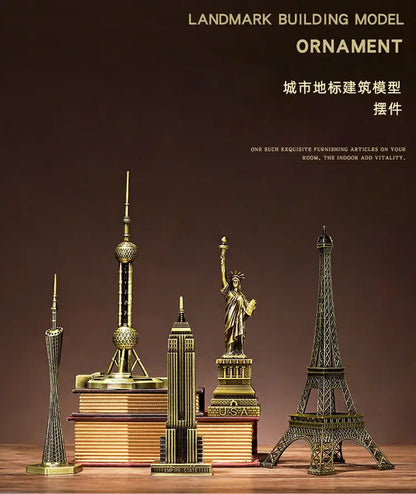 Iron Landmark Building Model Eiffel Tower Oriental Pearl Creative Home Decor Living Room Decorations Metal Ornaments
