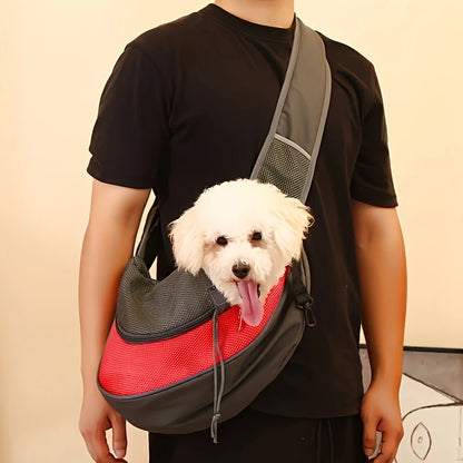 Portable Mesh Breathable Pet Shoulder Bag, Crossbody Cat and Dog Luggage, Small Chest Backpack for Travel and Walking