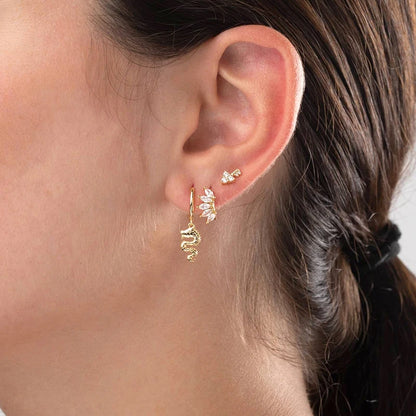Luxury 925 Sterling Silver Ear Needle Flower Colorful Crystal Gold Earring For Women Hoop Earrings Trend Jewelry  Accessories