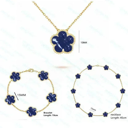 2023 New 925 Sterling Silver Women's Luxury Jewelry High Quality Pidestone Clover Bracelet Jewelry Set Free Shipping With Logo