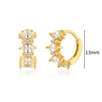 Luxury 925 Sterling Silver Ear Needle Flower Colorful Crystal Gold Earring For Women Hoop Earrings Trend Jewelry  Accessories
