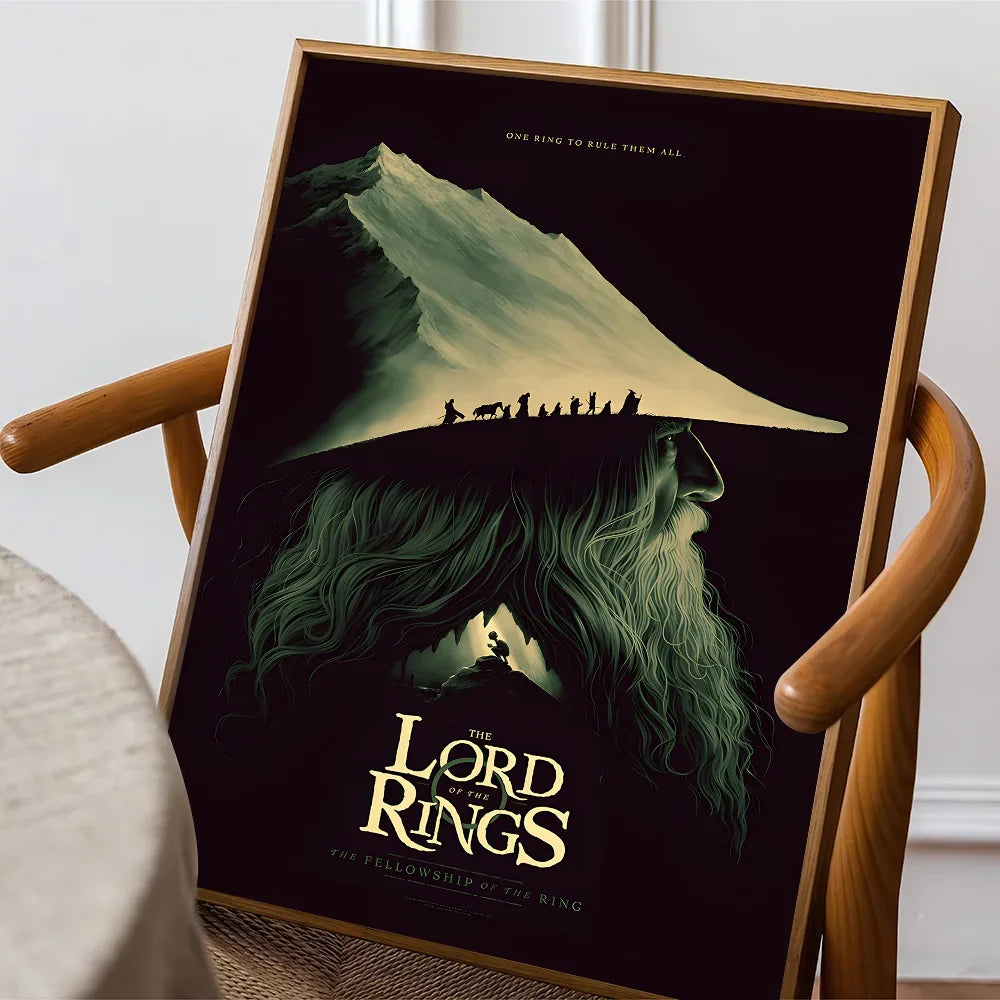 Movie L-Lord O-Of T-The R-Rings Poster Sticky Posters Retro Kraft Paper Sticker DIY Room Bar Cafe Aesthetic Art Wall Painting