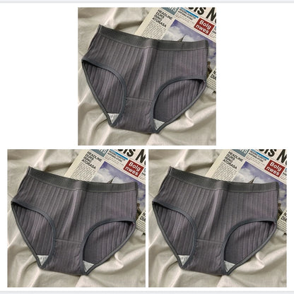 3PCS/Set Panties For Woman Underwear Solid Color Soft Cotton Briefs Girls Underpants